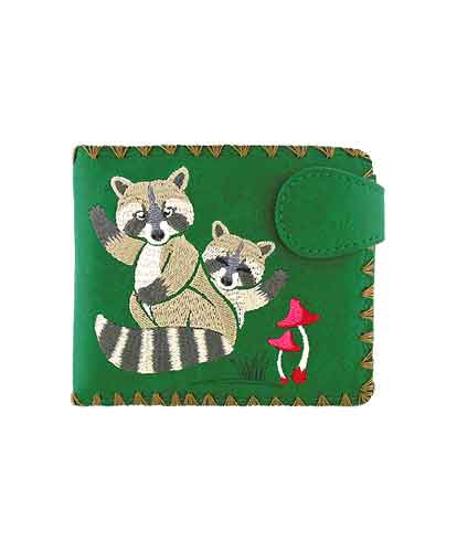 Raccoon Mama & Baby Vegan Embroidered Wallet by Lavishy